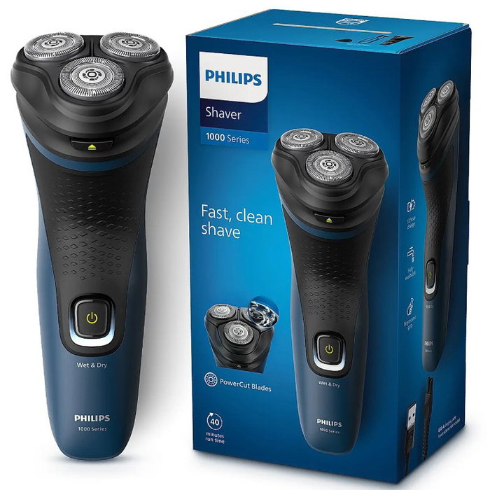 Philips Wet and Dry S1151 Afeitadora Eléctrica con Batería en Malibú Azul Philips Wet and Dry S1151 Afeitadora Eléctrica con Batería en Malibú Azul